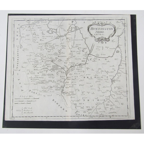 398 - Map by Robert Morden, Hampshire, handcoloured, 36cm x 43cm, a strip map by John Ogilby 'Hereford to ... 