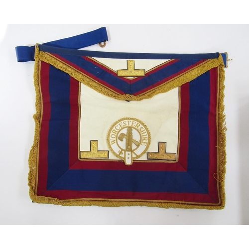 420 - Collection of Masonic aprons and other clothing and regalia with links to Worcestershire, housed in ... 