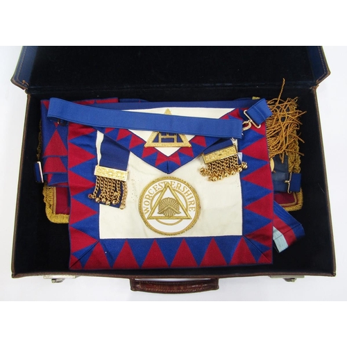 420 - Collection of Masonic aprons and other clothing and regalia with links to Worcestershire, housed in ... 