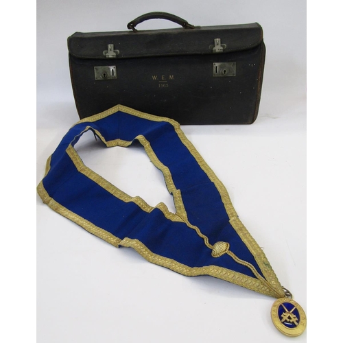 421 - Collection of Masonic regalia including aprons, clothing, a Royal Masonic Institution for Girls silv... 