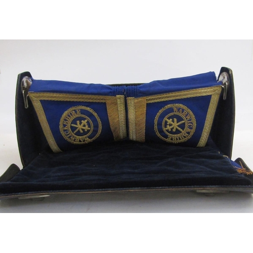 421 - Collection of Masonic regalia including aprons, clothing, a Royal Masonic Institution for Girls silv... 