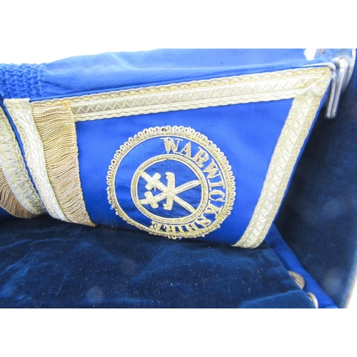 421 - Collection of Masonic regalia including aprons, clothing, a Royal Masonic Institution for Girls silv... 