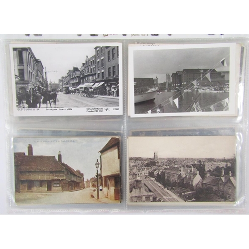 432 - Three albums of postcards to include examples of topographical interest, scenes of Gloucester, Chelt... 