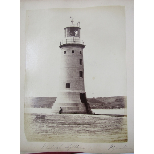 402 - Photograph album containing late 19th/early 20th century, containing views of Looe, Cornwall, Glouce... 