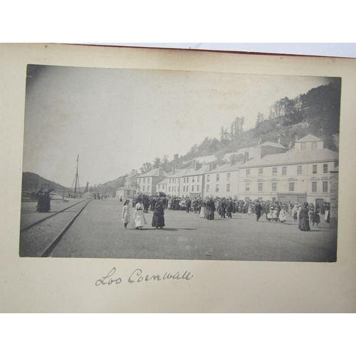 402 - Photograph album containing late 19th/early 20th century, containing views of Looe, Cornwall, Glouce... 