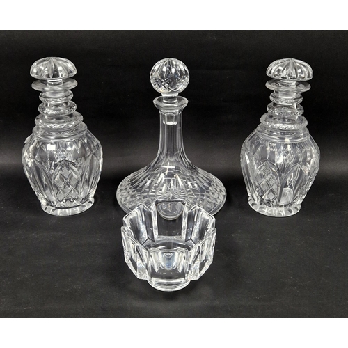 101 - Pair of 19th century cut glass decanters, 25cm high, a Lars Helsten for Orrefors 