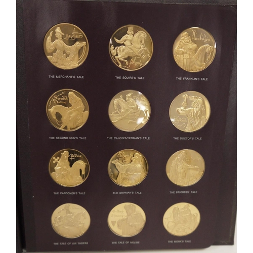 153 - Set of 36 bronze medallions by John Pinches, 'Chaucer and the Canterbury Tales', first edition proof... 