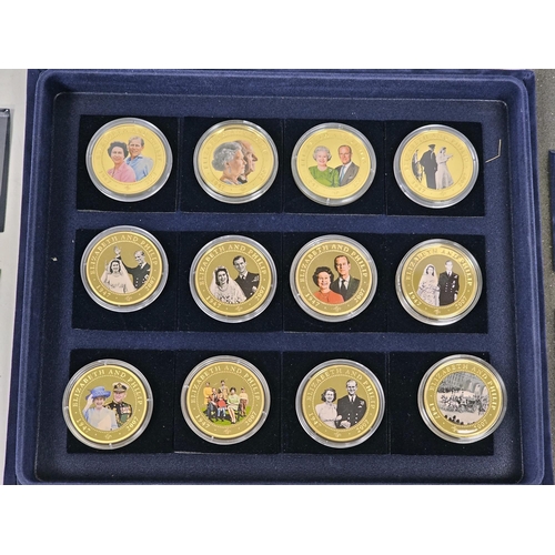 161 - Westminster collection gilt cupro-nickel coins commemorating the diamond wedding photographic portra... 