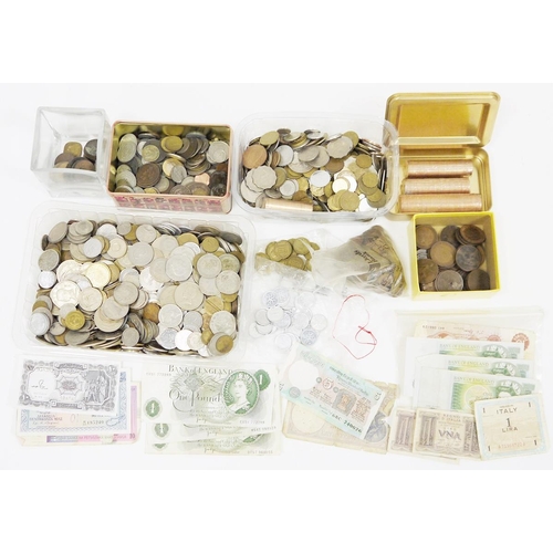 214 - Large collection of mixed coins, mostly pre-decimal and foreign, few silver coins and sealed pack of... 