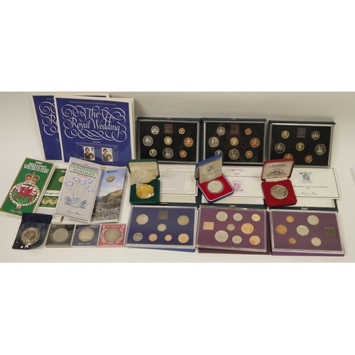 231 - Collection of proof coin sets, cased coins, commemorative crowns and other coins, including 10 Unite... 