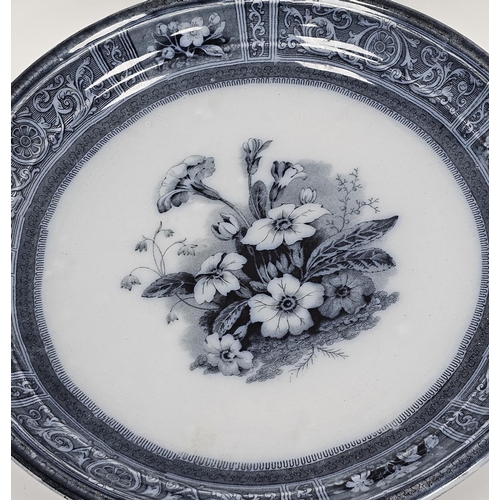 25 - 19th century ironstone blue and white transfer printed cheese dome decorated with bouquets of flower... 