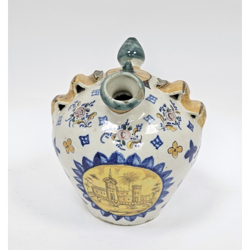 37 - 17th century-style pottery Italian majolica syrup or wet drug jar decorated with a vignette of a bow... 