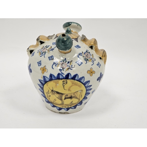 37 - 17th century-style pottery Italian majolica syrup or wet drug jar decorated with a vignette of a bow... 