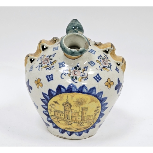 37 - 17th century-style pottery Italian majolica syrup or wet drug jar decorated with a vignette of a bow... 