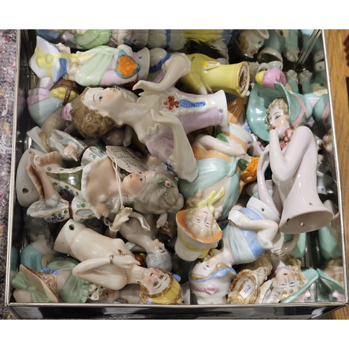 72 - LOT WITHDRAWN Extensive collection of porcelain pin cushion half dolls including flapper style, crin... 