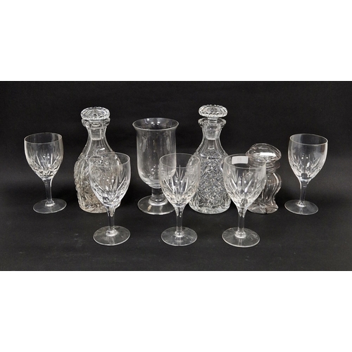 88 - Small quantity of glassware to include a pair of cut glass decanters with stoppers, 25.5cm high, a c... 