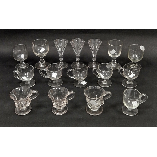 90 - Small quantity of glassware to include two 19th century rummers, 12.5cm high, two smaller 19th centu... 