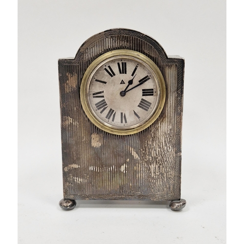 1007 - Early 20th century silver-covered cased mantel/dressing clock, Birmingham 1920, the dome top case wi... 