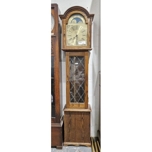 1017 - 20th century Fenlocks of Suffolk oak longcase clock, the brass face with Roman and Arabic numerals a... 