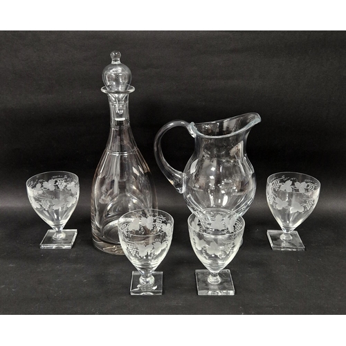 102 - William Yeoward glass water pitcher, 26.5cm high, a set of four William Yeoward 