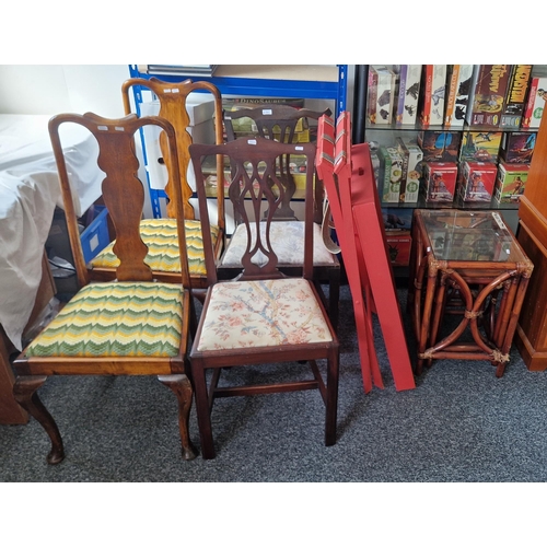 1028 - Pair of 19th century mahogany Chippendale-style dining chairs with drop out upholstered seats, 97cm ... 