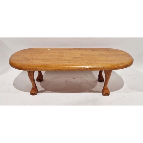 1048 - African hardwood dining table of rounded rectangular form, 75cm high x 162cm long x 80cm deep and a ... 