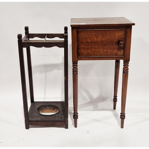 1073 - Edwardian oak square stick stand with drip tray, 33cm wide x 73cm high together with a 19th century ... 