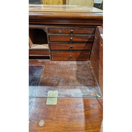 1080 - Victorian mahogany secretaire chest, the button release fall front opening to reveal various drawers... 