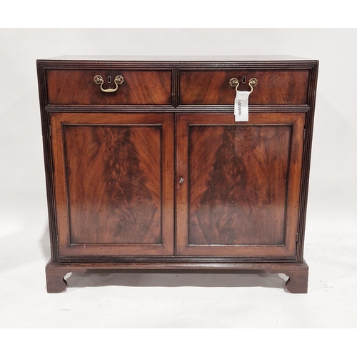 1095 - Early 19th century mahogany side cabinet, the top cross-banded, the two drawers and two panel cupboa... 