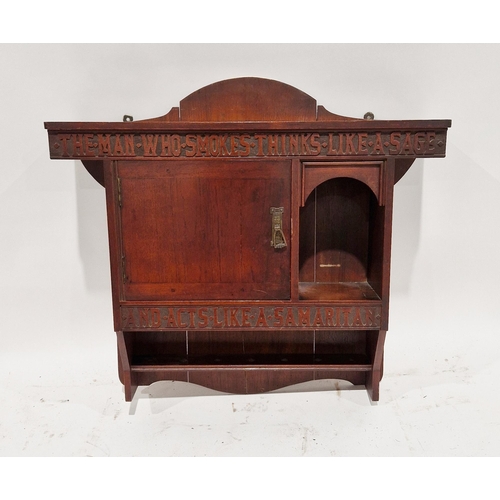 1098 - Art Nouveau Liberty oak hanging smoker's cabinet ,  Liberty of London, comprising a cupboard with si... 