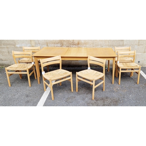 1156 - Borge Mogensen for CM Madsen a set of six pale beech BM1 dining chairs with rush seats, each chair 5... 