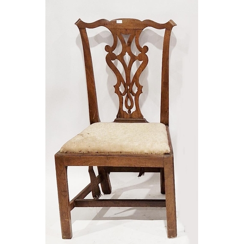 1160 - Two Georgian mahogany country dining chairs with pierced carved splats, largest 55cm wide by 93cm hi... 