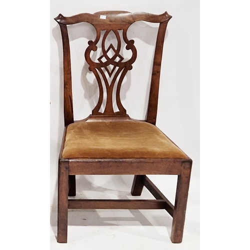 1160 - Two Georgian mahogany country dining chairs with pierced carved splats, largest 55cm wide by 93cm hi... 