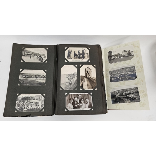 132 - Album of over 350 postcards dating from the early to mid 20th century, mainly black and white and co... 