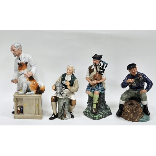 15 - Four Royal Doulton Figures including The Piper HN2907, The Tinsmith HN2146, Thanks Doc HN2731 and Lo... 