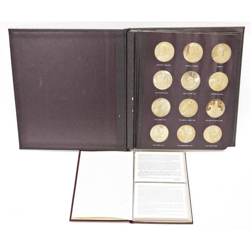 153 - Set of 36 bronze medallions by John Pinches, 'Chaucer and the Canterbury Tales', first edition proof... 