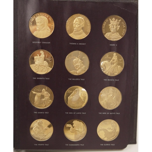 153 - Set of 36 bronze medallions by John Pinches, 'Chaucer and the Canterbury Tales', first edition proof... 