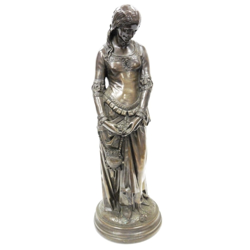 154 - After Emile Andre Boisseau, large bronzed resin figure of a pensive maiden, 58cm high