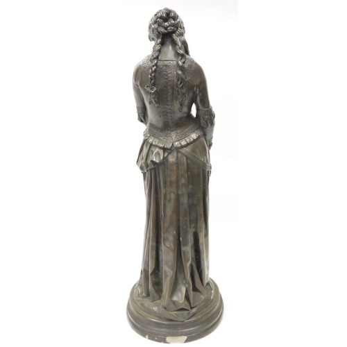 154 - After Emile Andre Boisseau, large bronzed resin figure of a pensive maiden, 58cm high