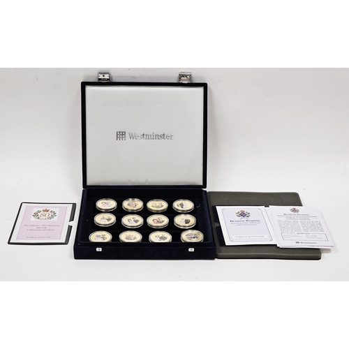 161 - Westminster collection gilt cupro-nickel coins commemorating the diamond wedding photographic portra... 