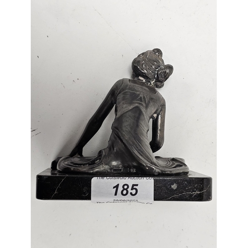 185 - Art Nouveau electroplated WMF figure of a seated dancing girl stamped to reverse WMFEP raised on a b... 