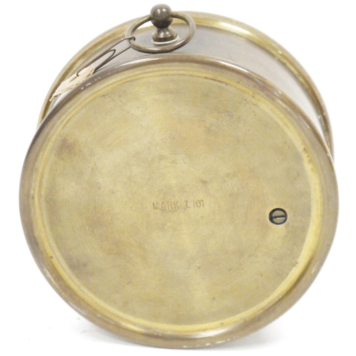 186 - Early 20th century brass cased circular aneroid barometer, Mark I by  T A Reynolds  Son & Wardale Lt... 