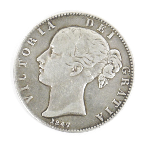 218 - Victorian silver half crown 1847 together with a quantity of George VI and Elizabeth II one shilling... 