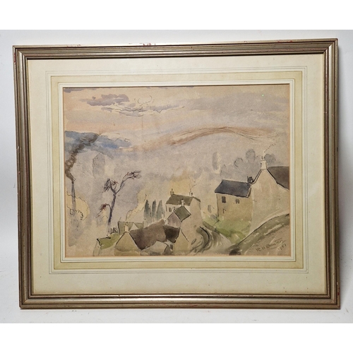 258 - Mercedes Piedrahita Uribe (20th century)
 Pastel on paper
 Landscape with river, signed lower left, ... 