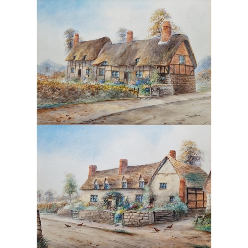 261 - Ernest Potter 19th/20th century)
 Watercolour
 Study of a thatched cottage together with another rur... 