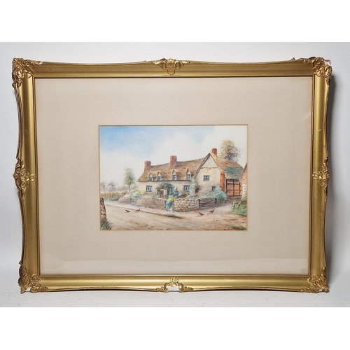 261 - Ernest Potter 19th/20th century)
 Watercolour
 Study of a thatched cottage together with another rur... 