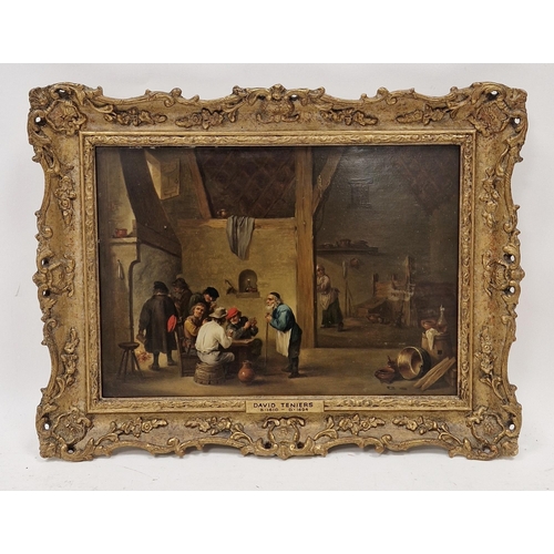 286 - David Teniers II (1610-1690)
 Oil on panel
 Tavern interior with group of figures playing cards, sig... 