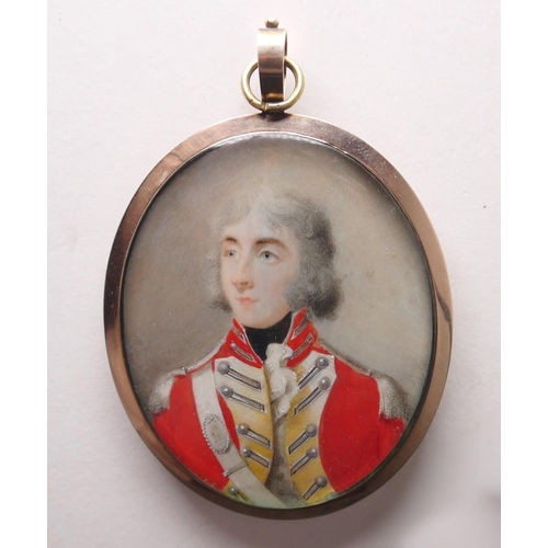 290A - 18th century oval miniature portrait on ivory of Captain William Cambridge, an officer in the Ayrshi... 