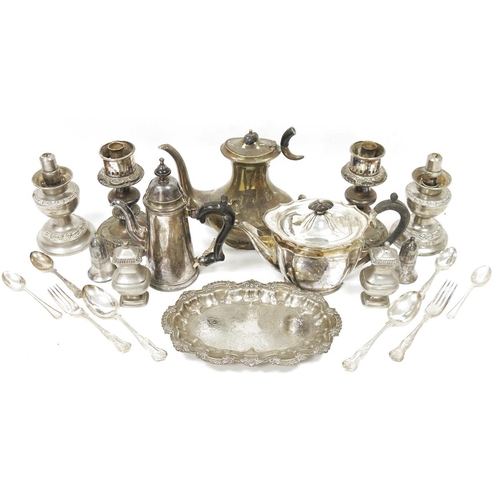 297 - Extensive collection of silver plated wares to include a six-slice toast rack, a tray, candlesticks,... 