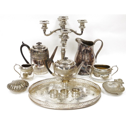 312 - Early 20th century silver plated four piece tea set, comprising tea pot, coffee pot, sugar bowl and ... 